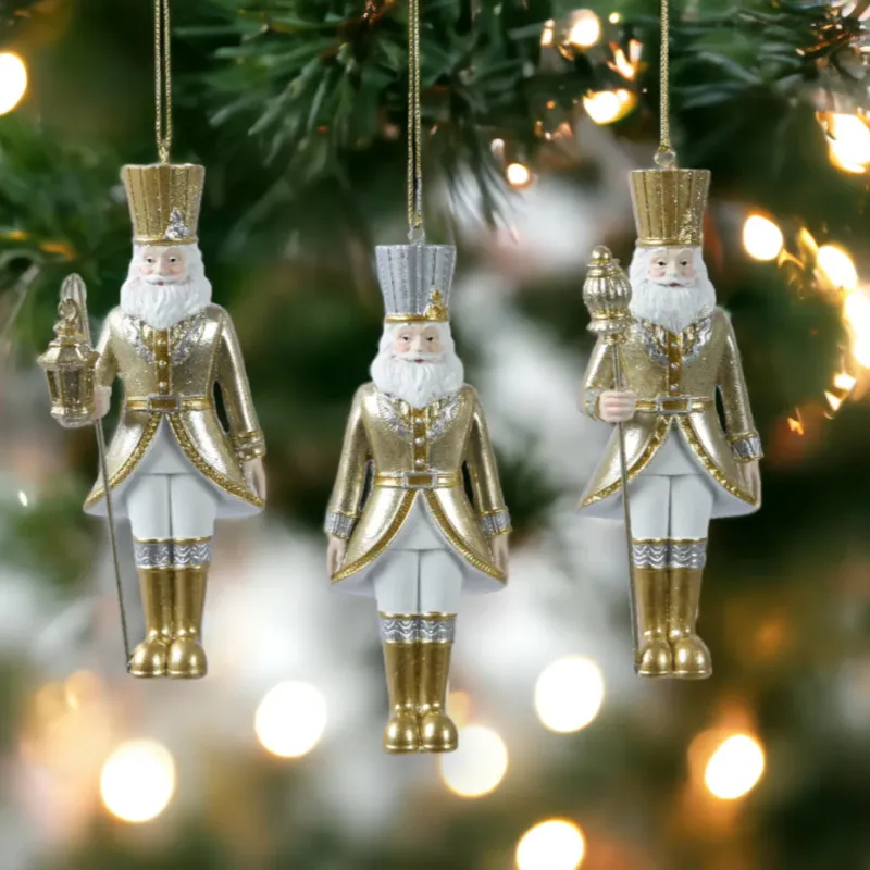 Gilded and Silver Santa Soldier Hanging Decoration Easy Installation