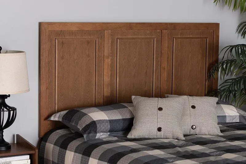 Giordano Vintage and Traditional Ash Walnut Finished Wood Full Size Headboard