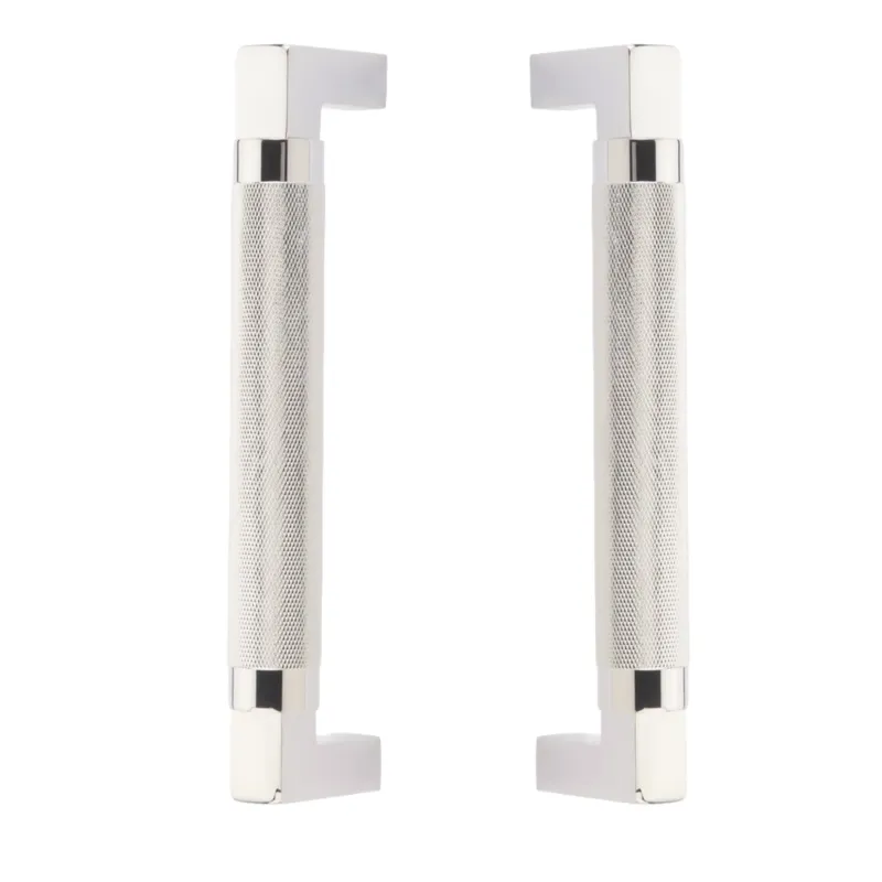 Glass Knurled "Helix" Shower Door Pull Shiny Nickel