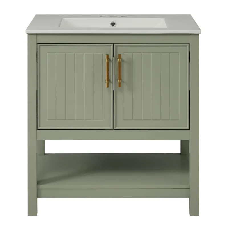 Graceful Bathroom Vanity Ceramic Sink And Versatile Storage