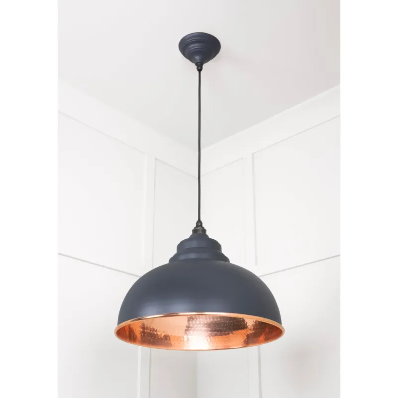 Hammered Red metal Harborne Pendant Slate | From Anvil