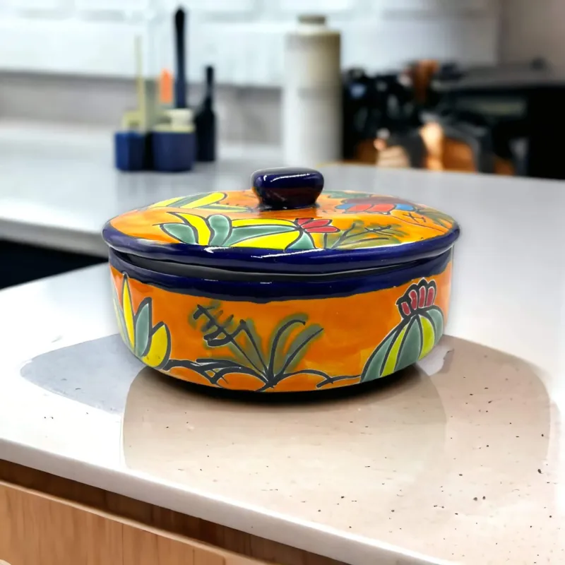 Handcrafted Talavera Tortilla Warmer | Rainbow Mexican Sleeping Man Panchito