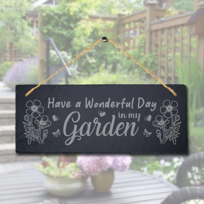 Have Wonderful Day My Garden Laser Personalized Hanging Slate Garden Plaque Sign Compatible DeWALT Batteries