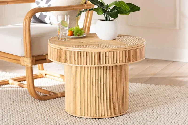 Heavy Duty bali & pari Iryna Current Bohemian Natural Rattan End Table