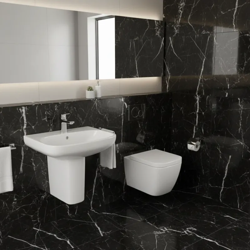 Heavy Duty Ideal Conventional i.Life 40cm Cloakroom Basin & Semi-Pedestal