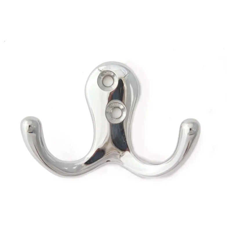 Heavy Duty Polished Chrome "Liza" Duplicate Wall Coat and Hat Hook