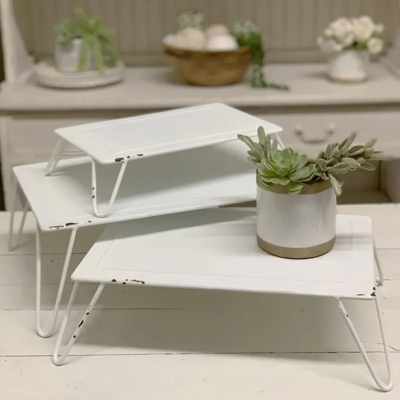 Heavy Duty White metallic risers, set 3