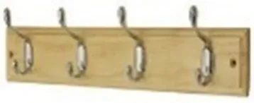 High Precision Hat & Coat 4 Hook Pinewood / Chrome