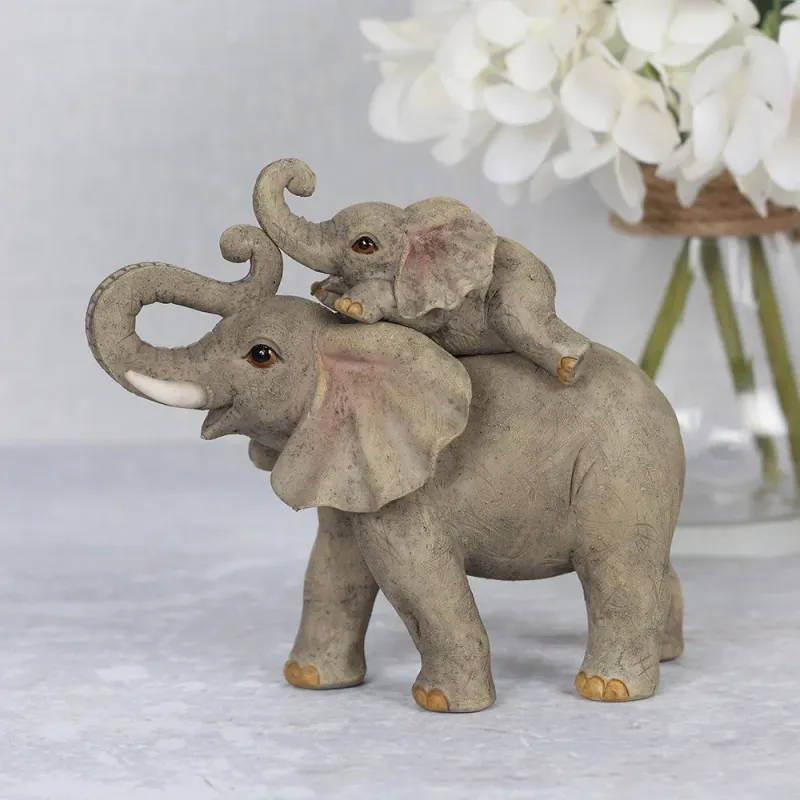 High Precision Mother & Baby Elephant Ornament