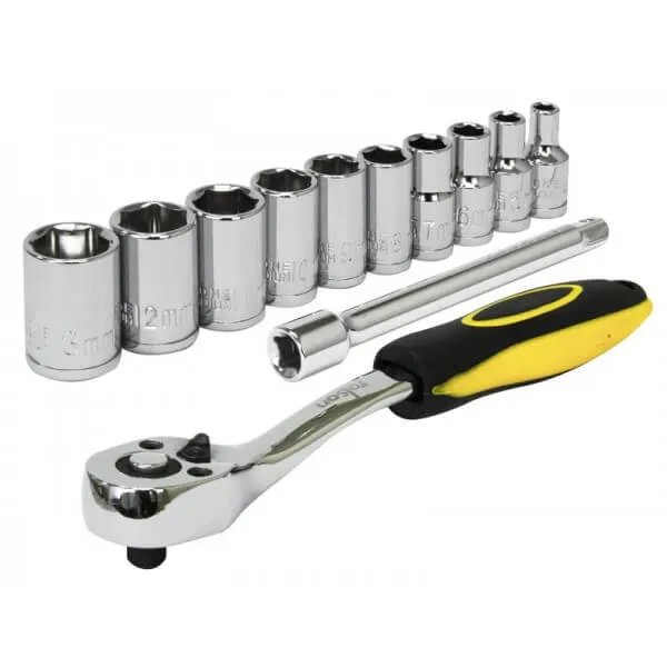 High Precision ¼" Dr. Ratchet & 10 Piece Socket Place