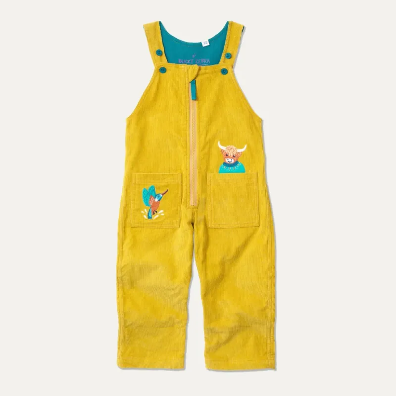 Highland cow sunshine cord dungarees