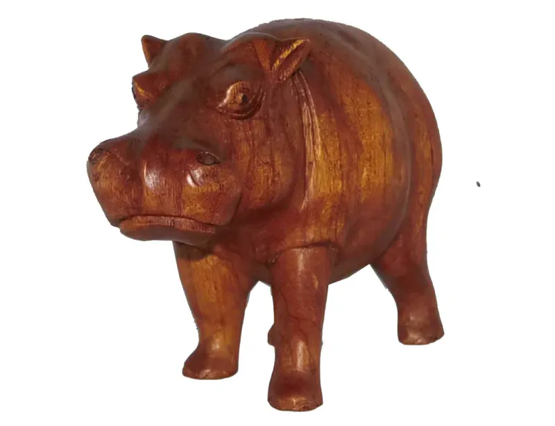 Hippo Hardwood Statue