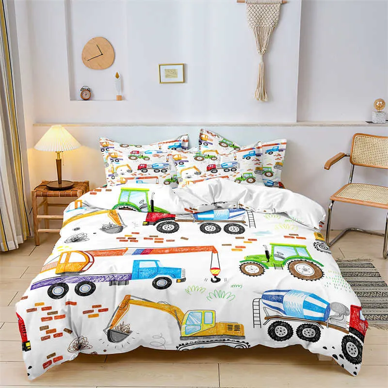 Housse de Couette 3D et Deux Taies Pelleteuse 240cm Vibration Reduction