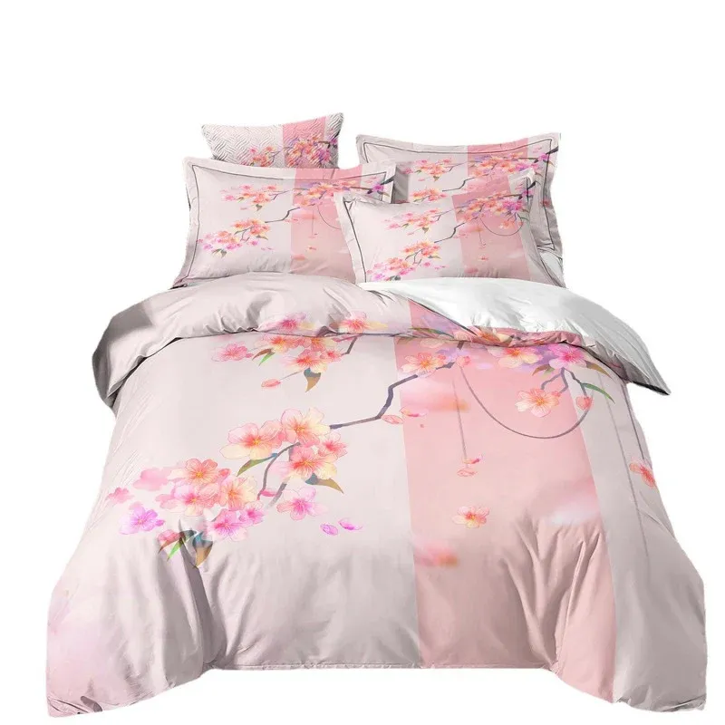 Housse de Couette et Deux Taies Sakura 240cm Rose Brushed Nickel