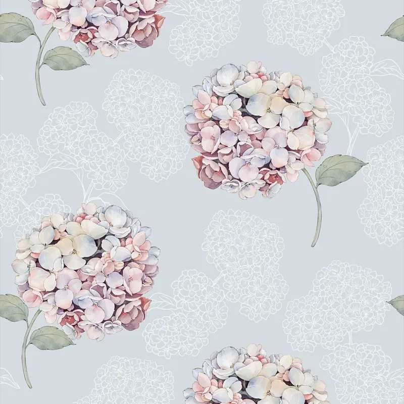 Hydrangea Harmony Wallpaper Plush Blue