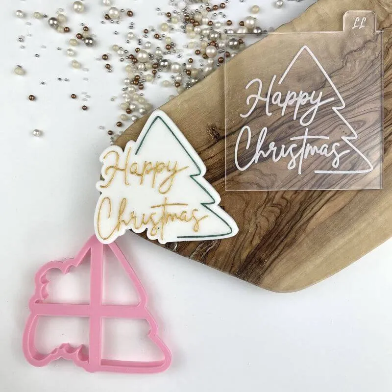 Impact Ready Happy Christmas Tree Cookie Cutter and Embosser
