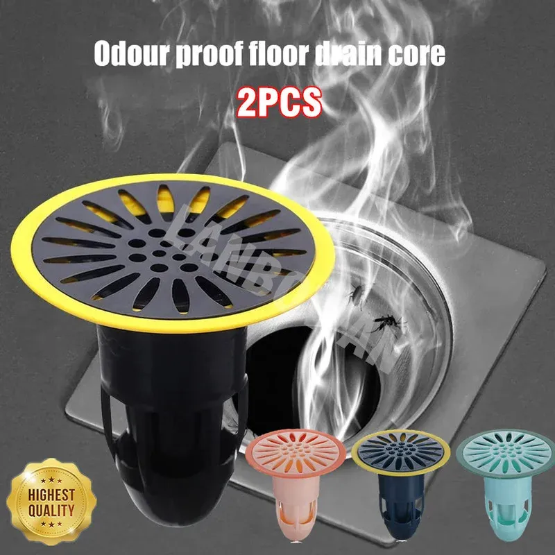 Improved 2PCS Cockroach Pest Control Deodorant Floor Drain Core Kitchen Bathroom Toilet Anti-odor Shower Drain Stopper Plu...