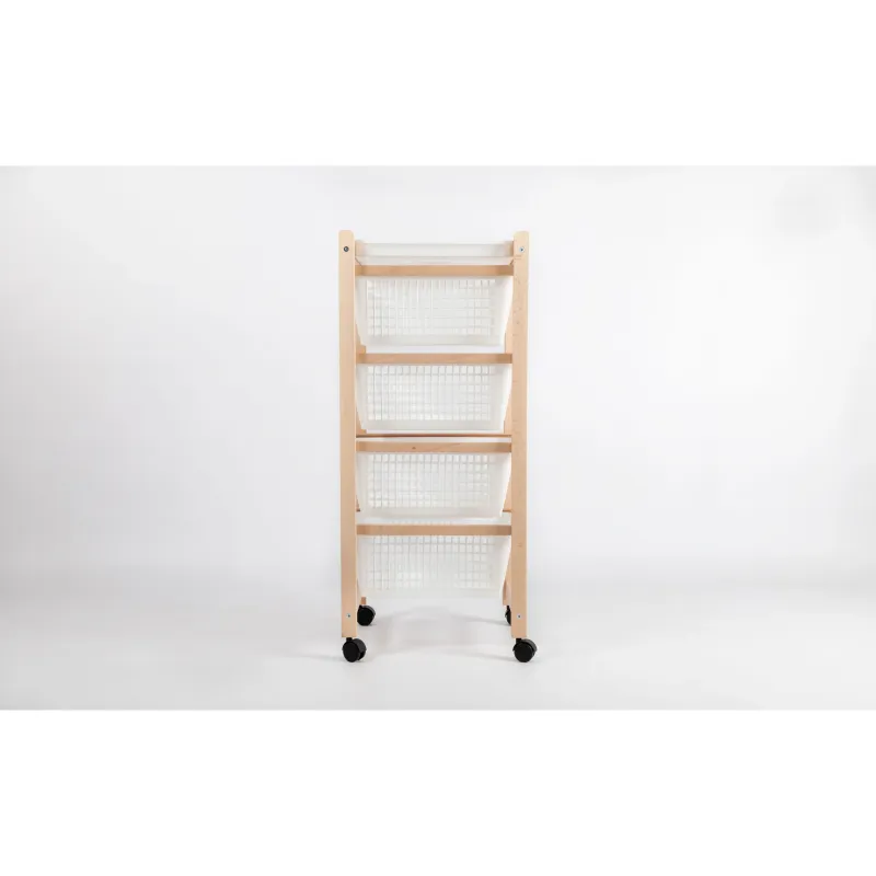 Inca Carrello Da Cucina Salvaspazio Legno Di Faggio Con 4 Ceste Colore Naturale