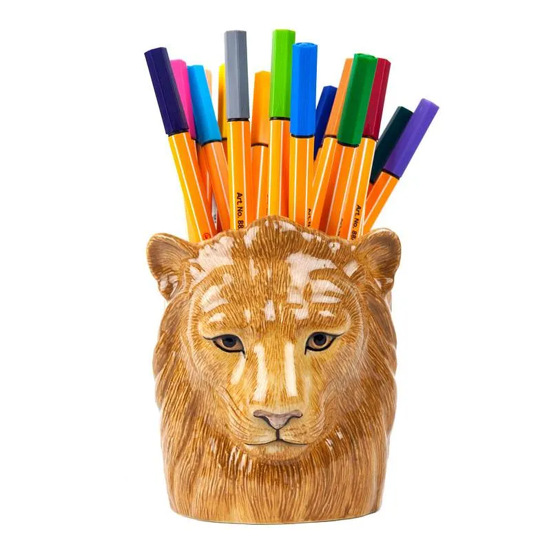 Industrial Strength Clay Pencil Pot Lion