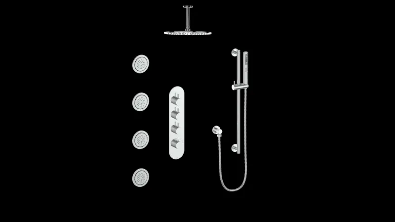 Industrial Strength DRAVA 3-WAY TH SHOWER KIT BODY JETS AND 6" CEILING ARM N/