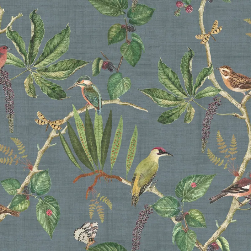 Industrial Strength Hill Top Garden Slate Navy Wallpaper