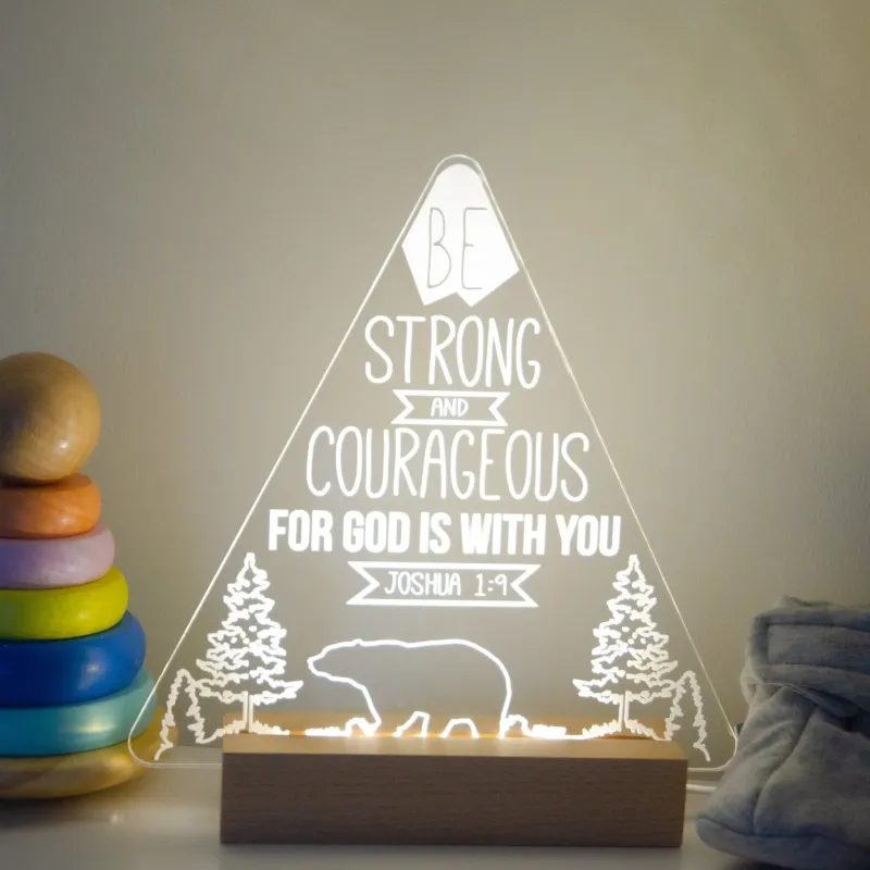 Industrial Strength Mountain Be Strong & Courageous night airy design