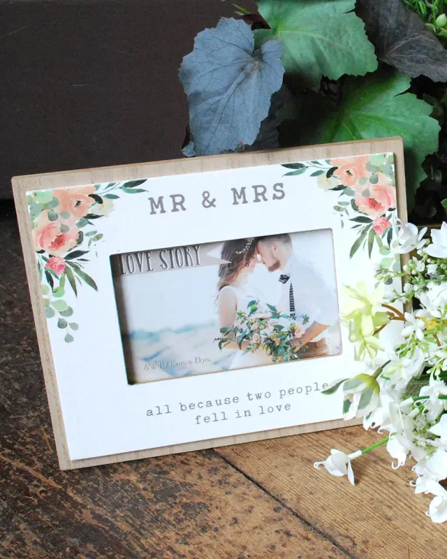 Industrial Strength Mr & Mrs Wedding Gift Photo Frame 6" X 4"