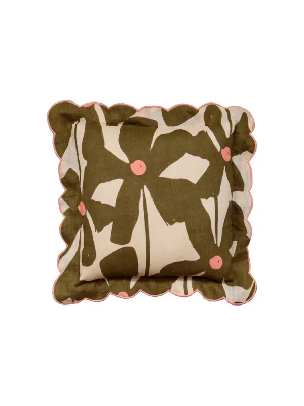 Industrial Strength Olive Poppy Cushion