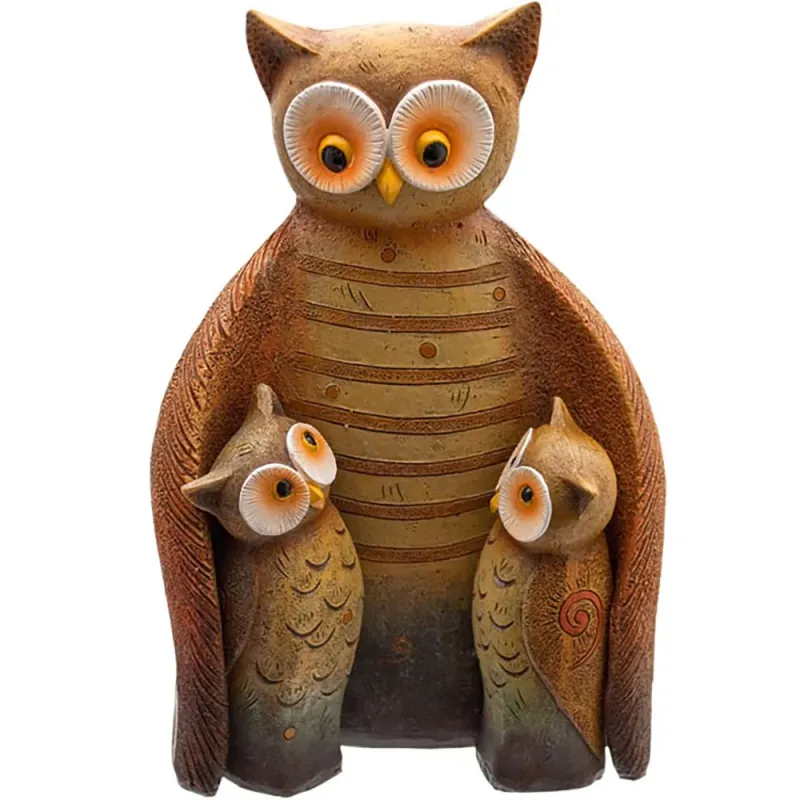 Industrial Strength Resin Owl Family