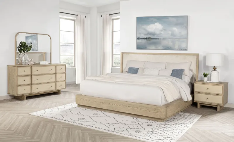 Kailani 4-piece Queen Bedroom Set Ecru Oak