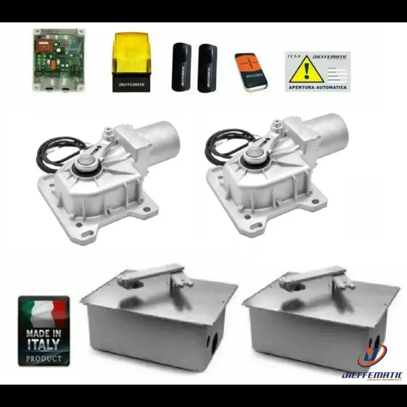 Kit Cromo Cancello Battente 24V Interrato Con Casse Di Fondazione Zincate