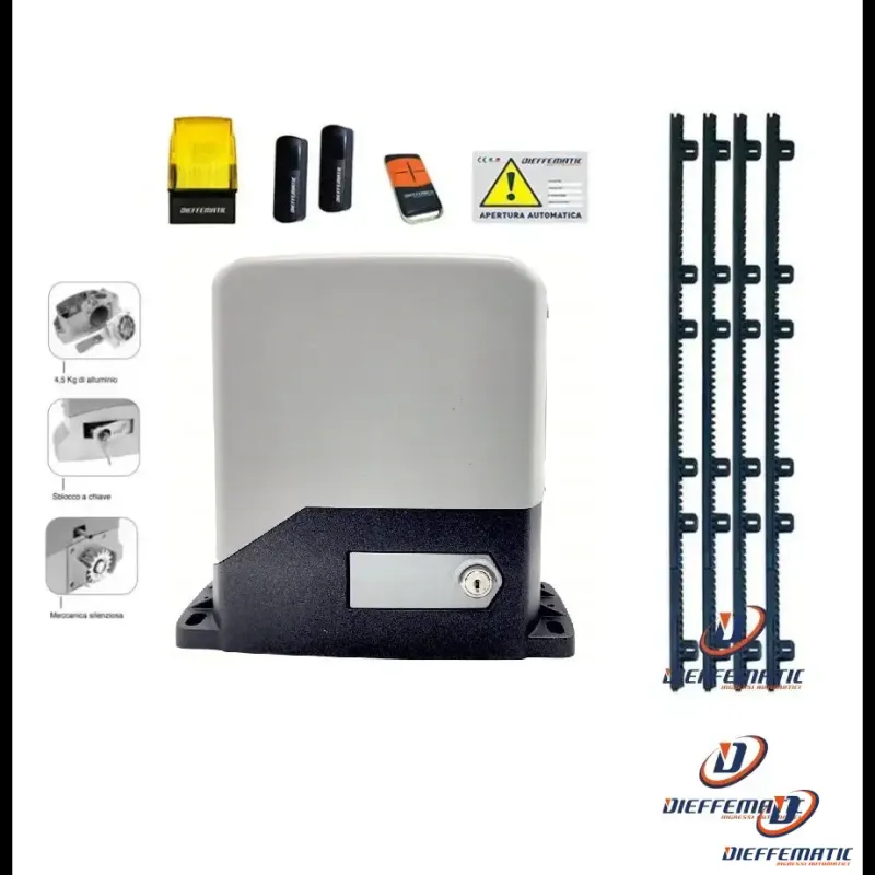 Kit Per Cancello Scorrevole 600Kg 230V + 4 Mt Metri Di Cremagliera Cremagliere
