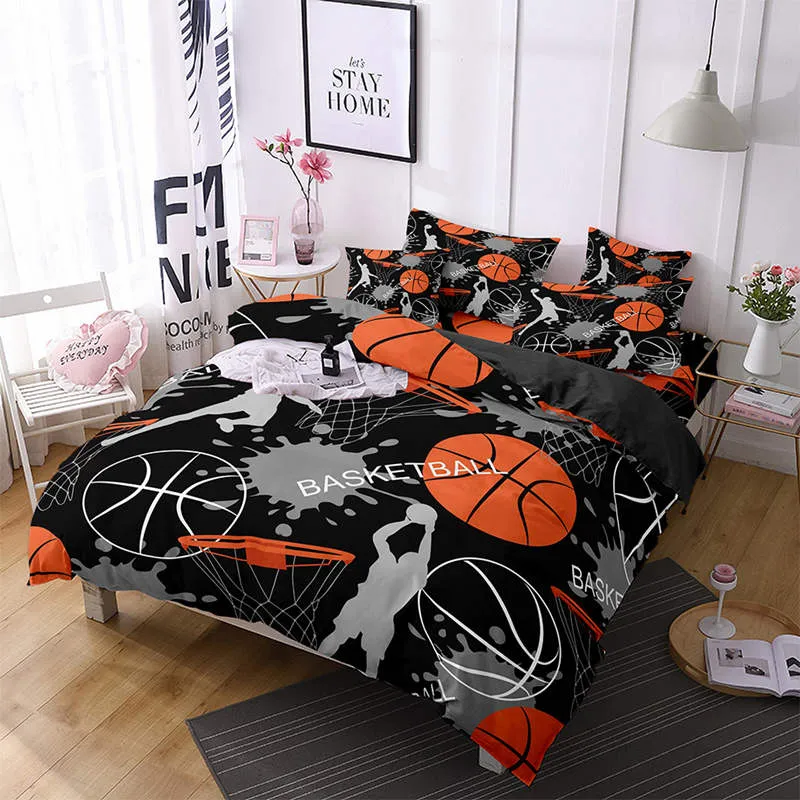 Laser Level Housse de couette et Deux Taies 3D Basketball 240cm