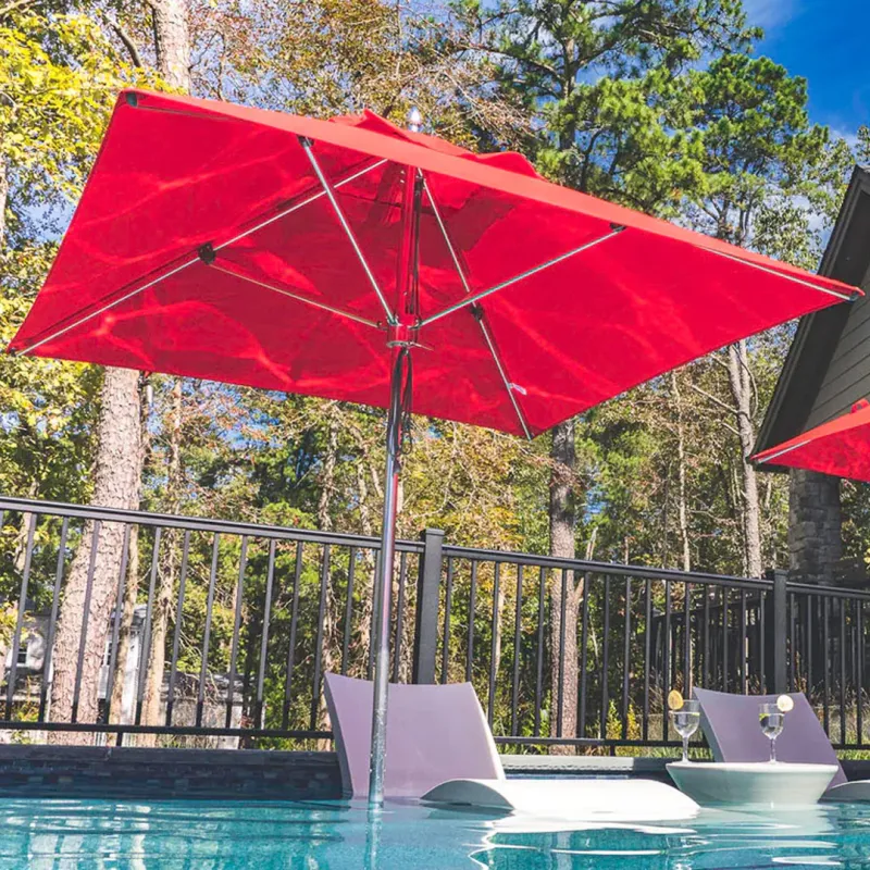 Ledge Lounger Rectangle Pulley Premier Umbrella Made USA