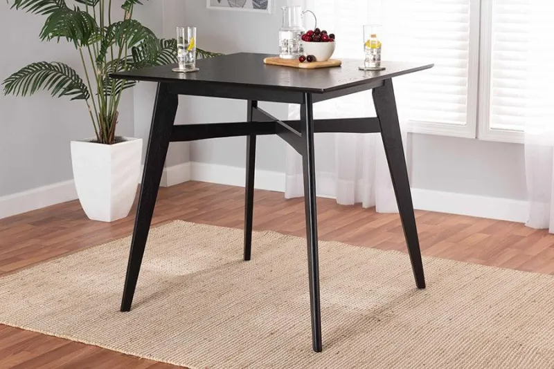 Leena Mid-Century Modern Ebony Finished Wood Counter Height Pub Table