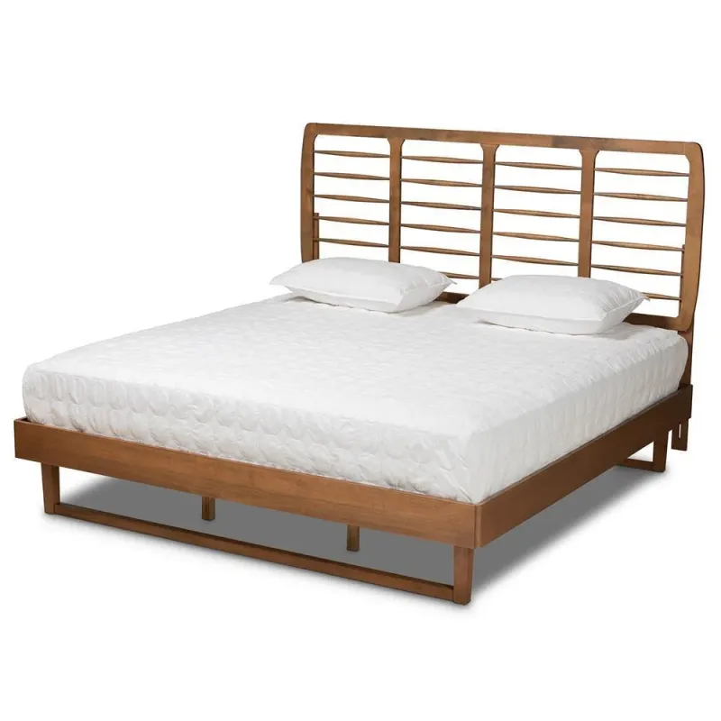 Lucie Modern and Contemporary Walnut Chocolate Finished Wood King Size Platform Bed