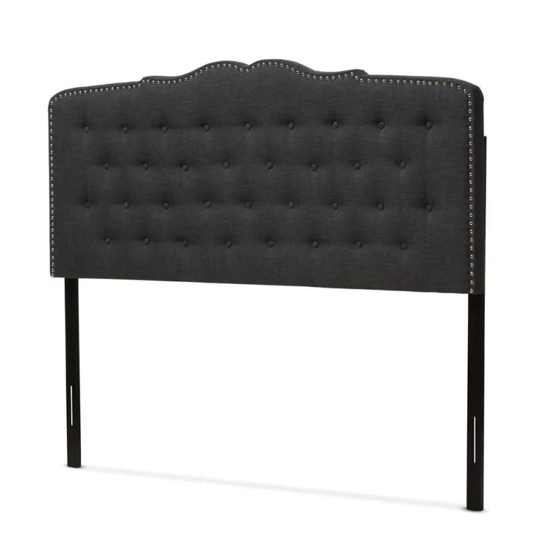 Lucy Modern and Contemporary Onyx Grey Fabric King Size Headboard