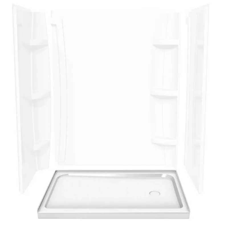 Maax Rectangular Base 6032 3 . Acrylic Alcove Shower Base Right-Hand Drain Alabaster 105706-000-001-002