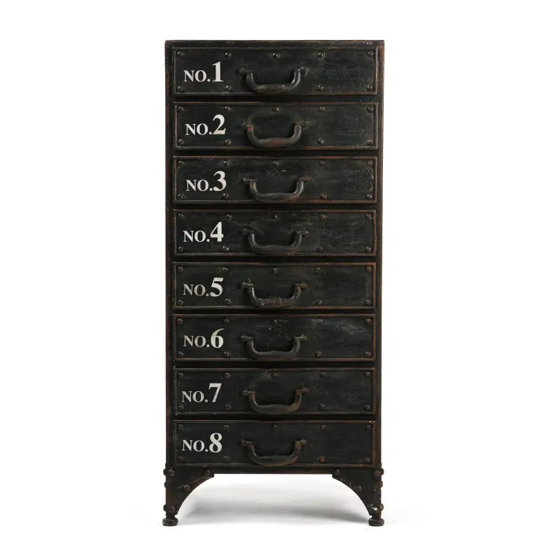 Magnetic Andre Rustic Iron Cabinet, 8 Drawers