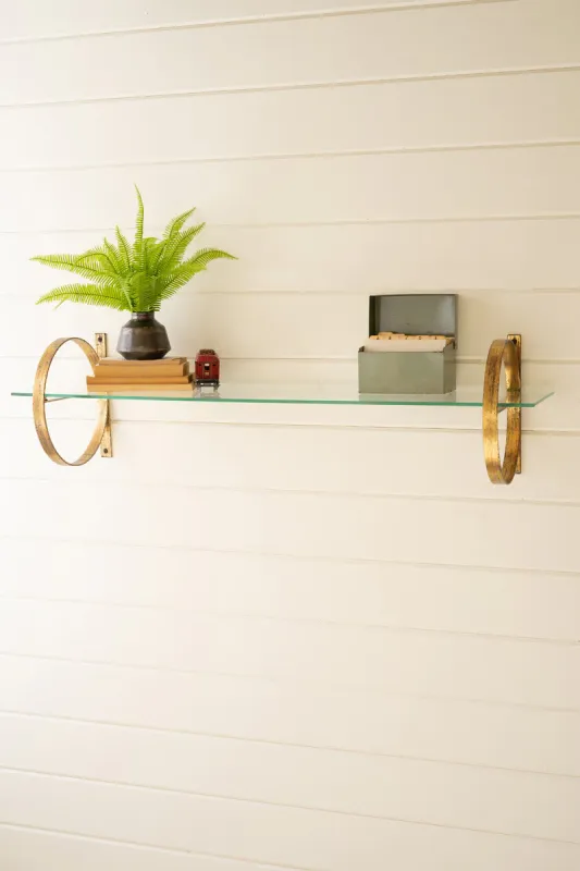 Magnetic Antique warm alloy and glass shelf