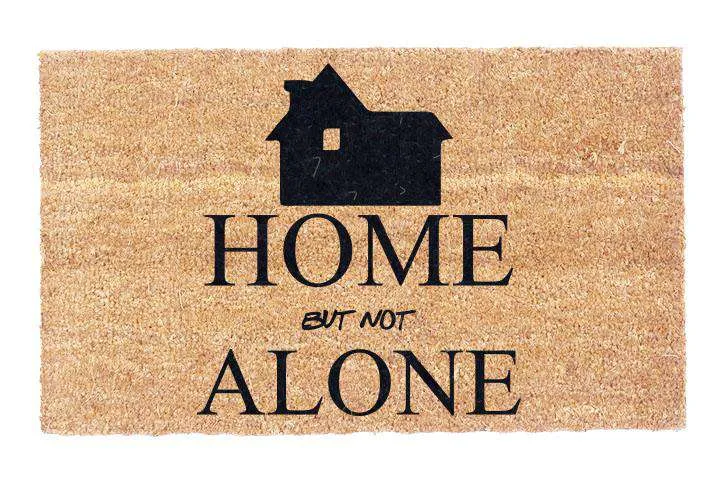 Magnetic Home but not Alone Coir Doormat