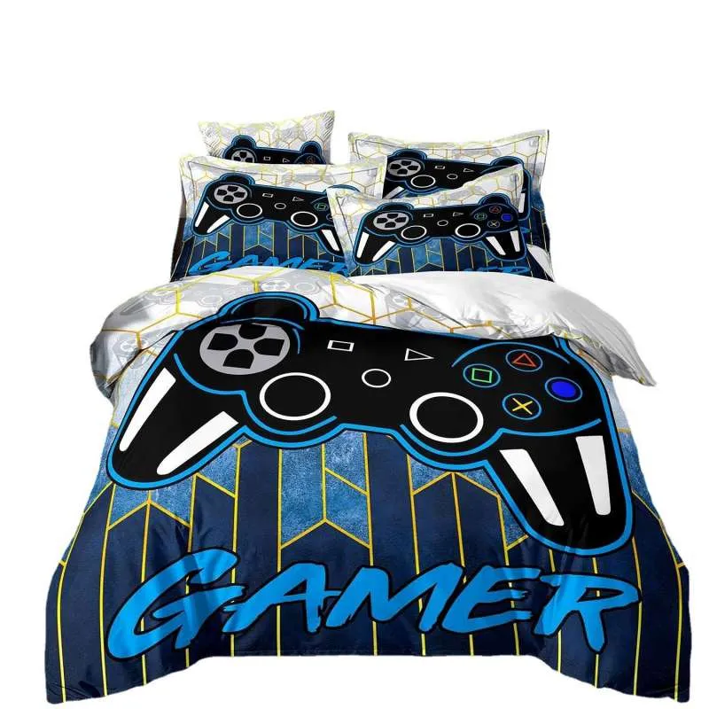 Magnetic Housse de Couette et Deux Taies 3D Gamer Bleu 240cm