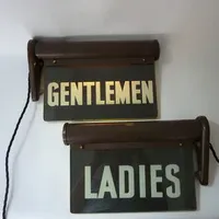 Magnetic Ladies & Gentlemen Illuminated Bathroom Signs C.1920