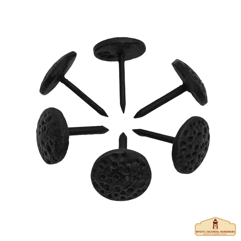 Magnetic Nails Iron Generous Round Clavos Decorative Nails, Hand Forged, Natural Oil Blackened Finish, Set 6 Pcs
