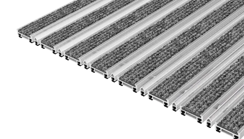 Magnetic Top Clean Stabil Aluminium Entrance Matting - 12mm Ribbed Carpet & Scraper Bar