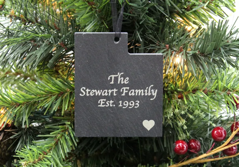 Magnetic Utah Slate Christmas Ornament