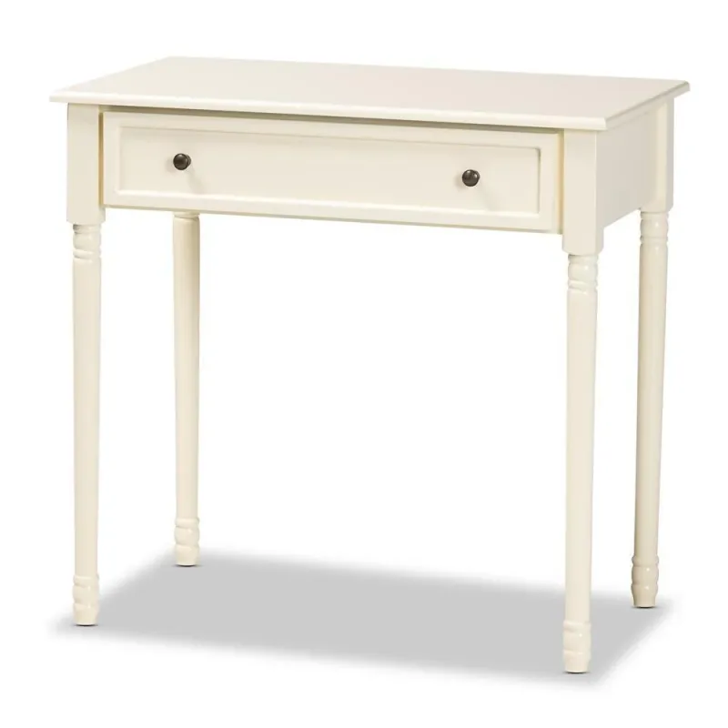 Mahler Classic and Heritage White Finished Wood 1-Drawer Console Table