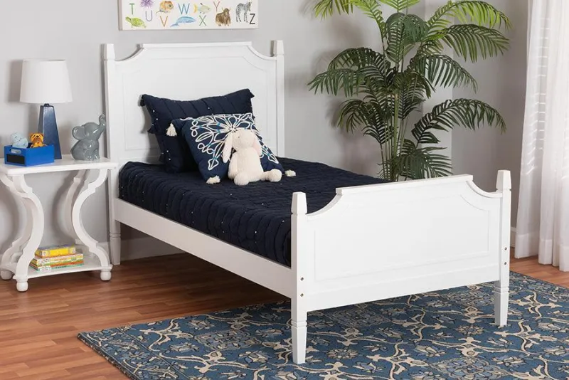 Mariana Archetypal and Traditional White Finished Wood Twin Size Platform Bed