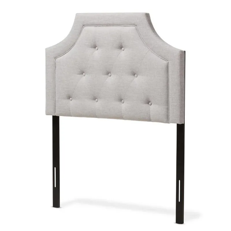 Mars Modern and Contemporary Greyish Ecru Fabric Twin Size Headboard