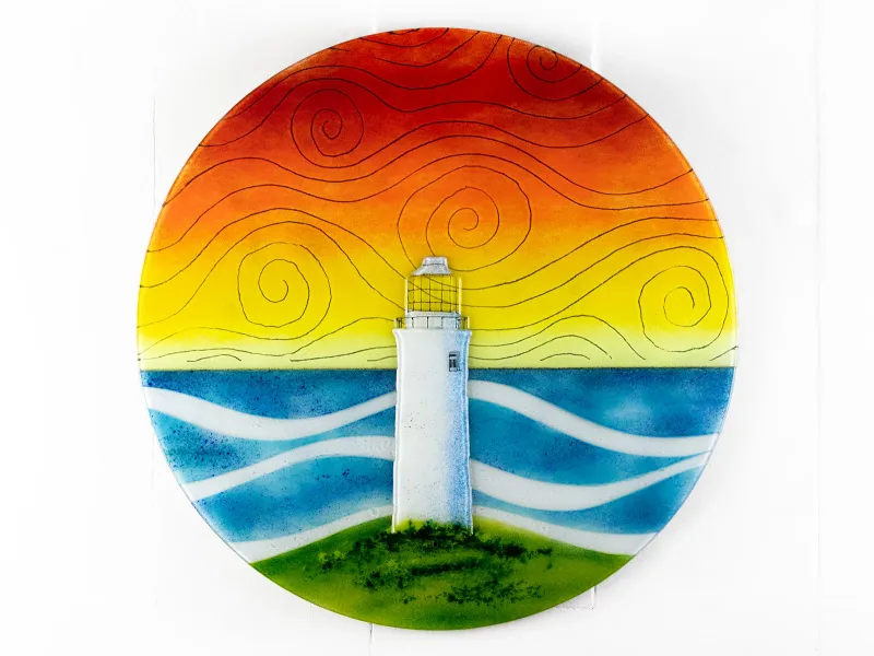 Master-crafted Lighthouse At Sunrise Round Panel